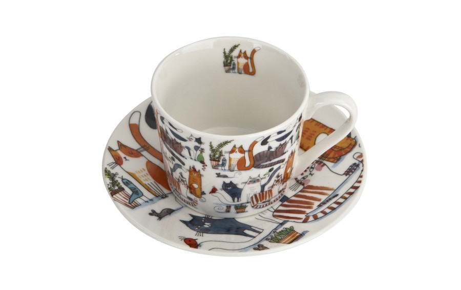 Filiżanka porcelanowa 230 ml + spodek Leniwe Koty