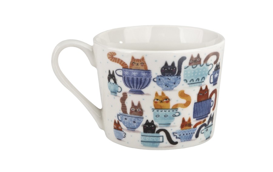 Filiżanka porcelanowa 230 ml + spodek Koty w filiżankach