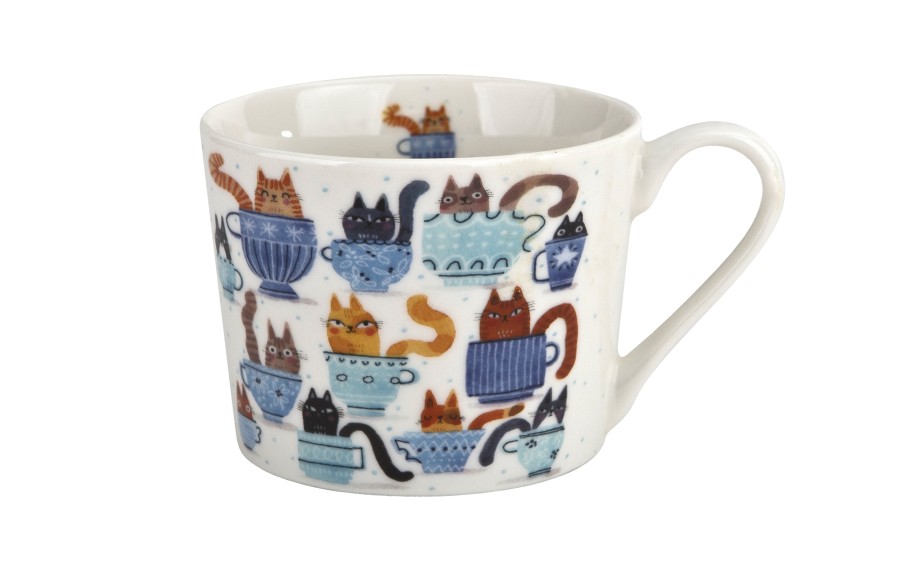 Filiżanka porcelanowa 230 ml + spodek Koty w filiżankach