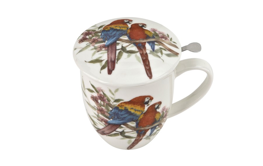 Kubek porcelanowy 400 ml z zaparzaczem PAPUGI ARA