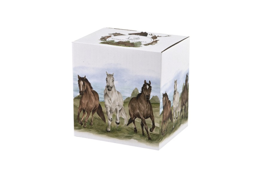 Kubek porcelanowy 400 ml z zaparzaczem KONIE W GALOPIE