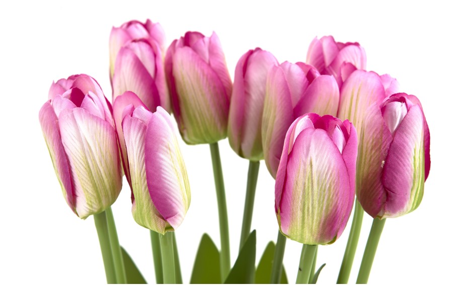 Bukiet 12 sztucznych tulipanów 38 cm różowo-białe