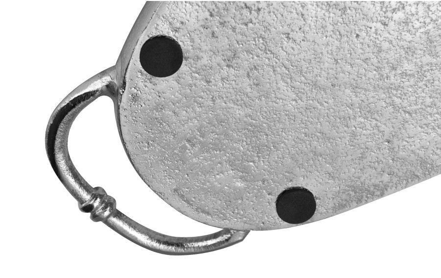 Taca ozdobna patera metalowa z uchwytem srebrna 43 cm