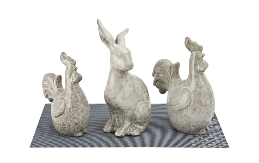 Figurka ozdobna Kogut szary 24 cm