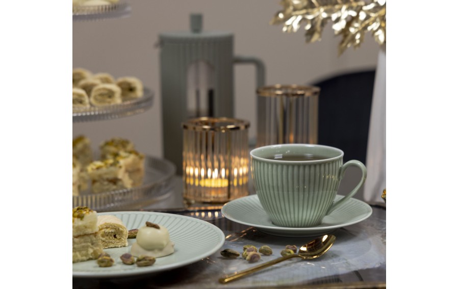 Filiżanka porcelanowa 320 ml + spodek Dalia Zielona