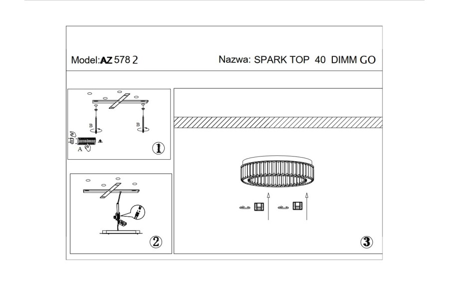 Plafon kryształowy SPARK TOP 40 DIMM 5782 gold