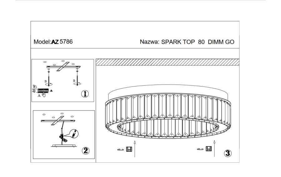 Plafon kryształowy SPARK TOP 80 DIMM gold 5786