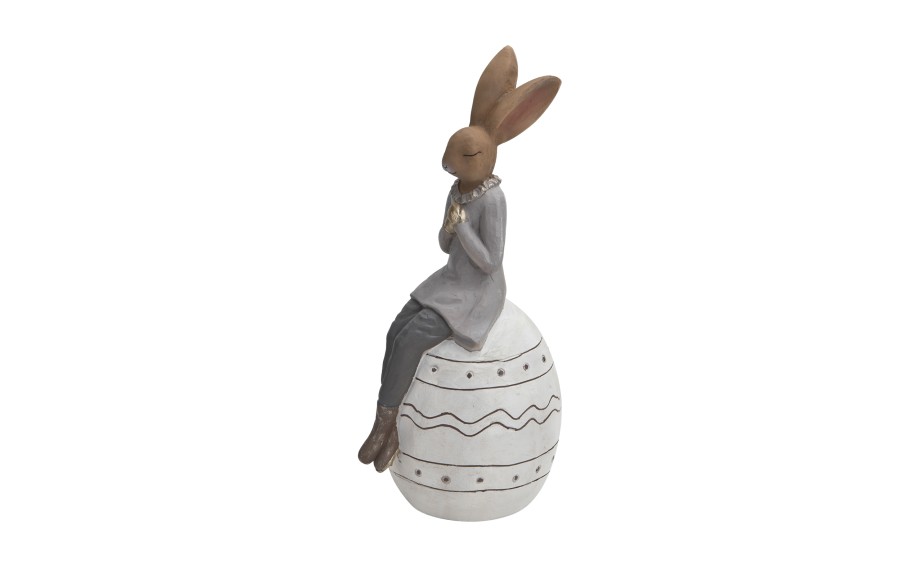 Figurka ozdobna Królik na jajku dziewczynka 46 cm