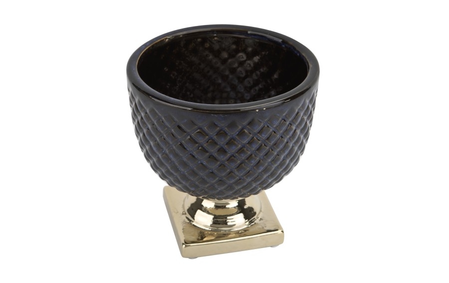 Ceramiczna Osłonka na doniczkę 18,5 cm Niebiesko-złota