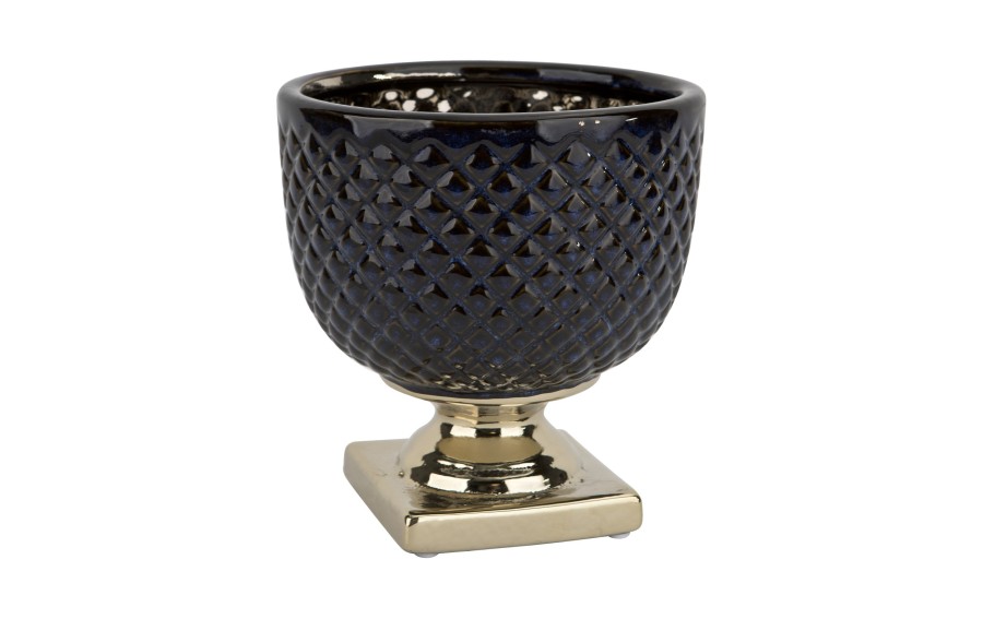 Ceramiczna Osłonka na doniczkę 18,5 cm Niebiesko-złota