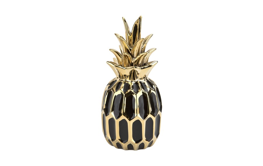 Dekoracja z ceramiki Ananas czarno-złoty 164417