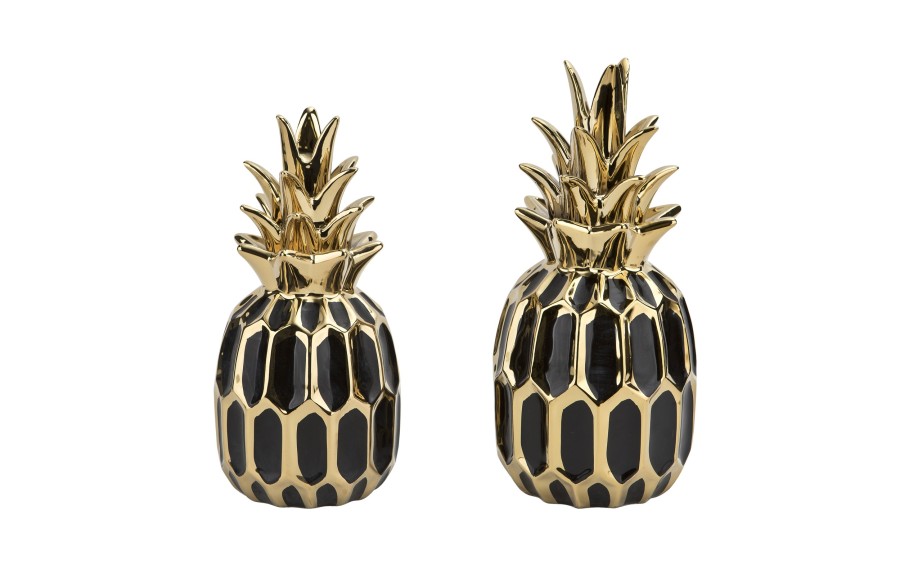 Dekoracja z ceramiki Ananas czarno-złoty 164415