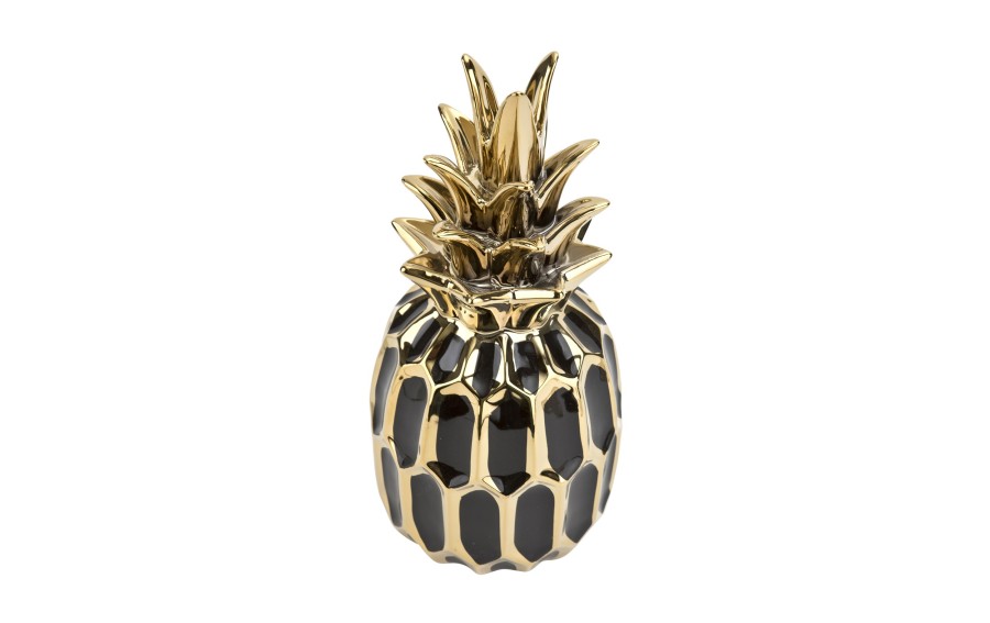 Dekoracja z ceramiki Ananas czarno-złoty 164415