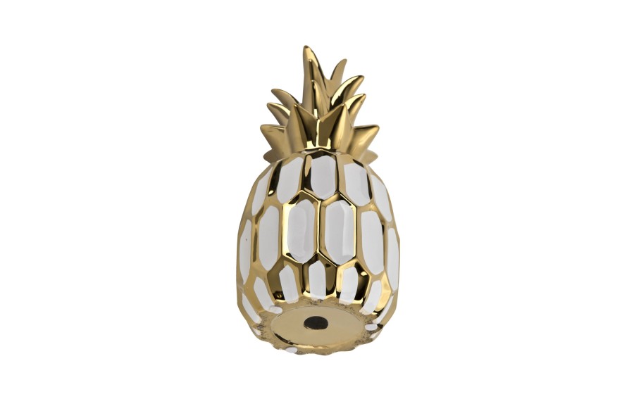 Dekoracja z ceramiki Ananas biało-złoty 164414