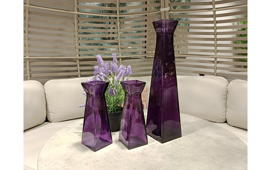 Wazon szklany 28 cm San Miguel Piramida fioletowy 4432/DB464