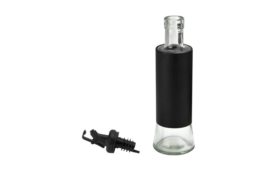 Szklana butelka na ocet i oliwę 350 ml czarna osłonka