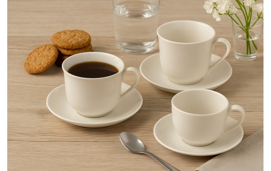 Filiżanka porcelanowa 400 ml + spodek Bella krem