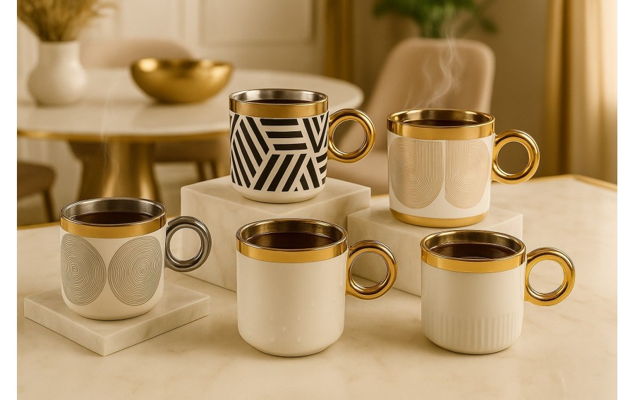 Kubek porcelanowy 350 ml Palazzo złote linie 2516