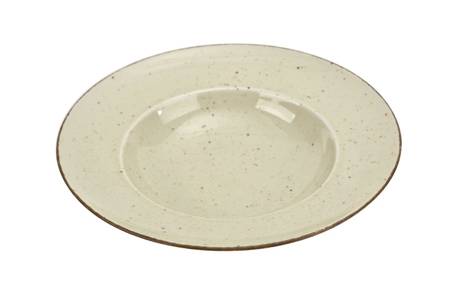 Talerz głęboki do pasty 24 cm Kaszub ART beżowy/budyń