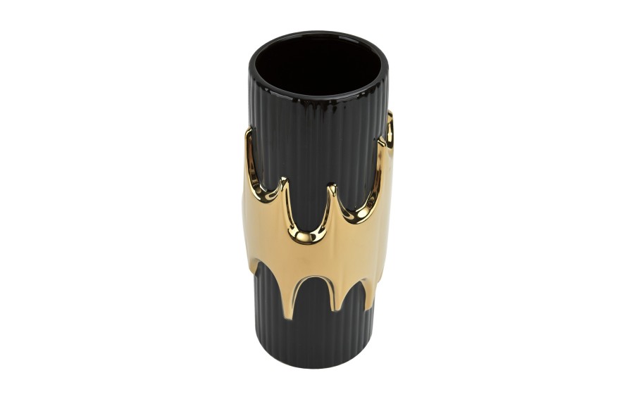 Wazon ceramiczny 30 cm czarno-złoty 154747