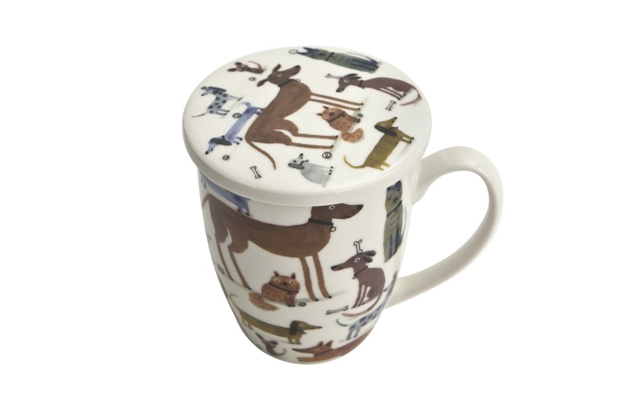 Kubek porcelanowy 360 ml z zaparzaczem Różne Psy