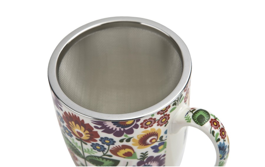 Kubek porcelanowy 350 ml z zaparzaczem Łowicz