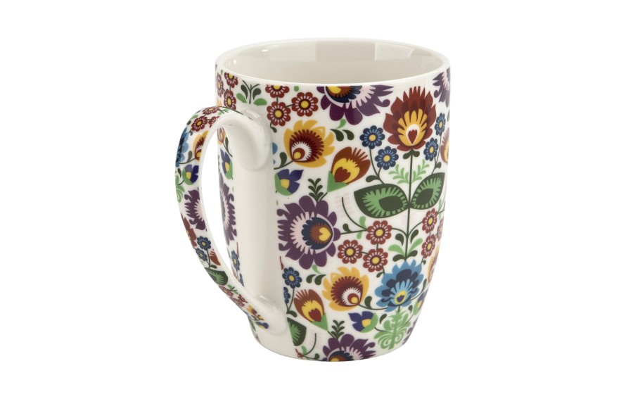 Kubek porcelanowy 350 ml Łowicz w koszyczku