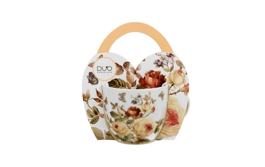 Kubek porcelanowy 460 ml Zahra w koszyczku