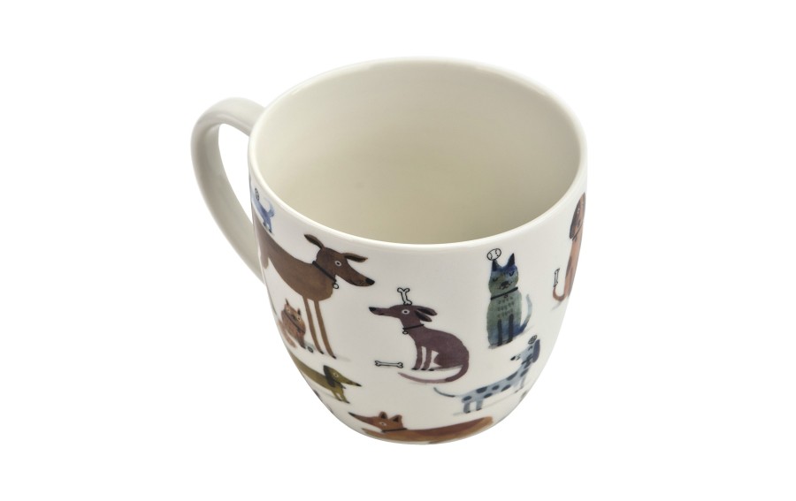 Kubek porcelanowy 460 ml Rózne Psy w koszyczku