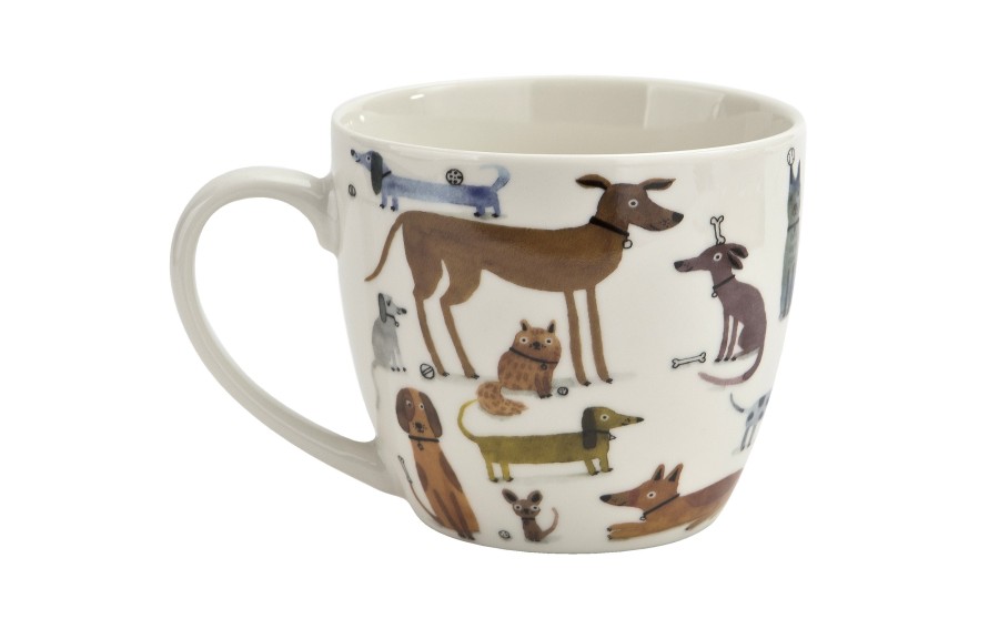 Kubek porcelanowy 460 ml Rózne Psy w koszyczku