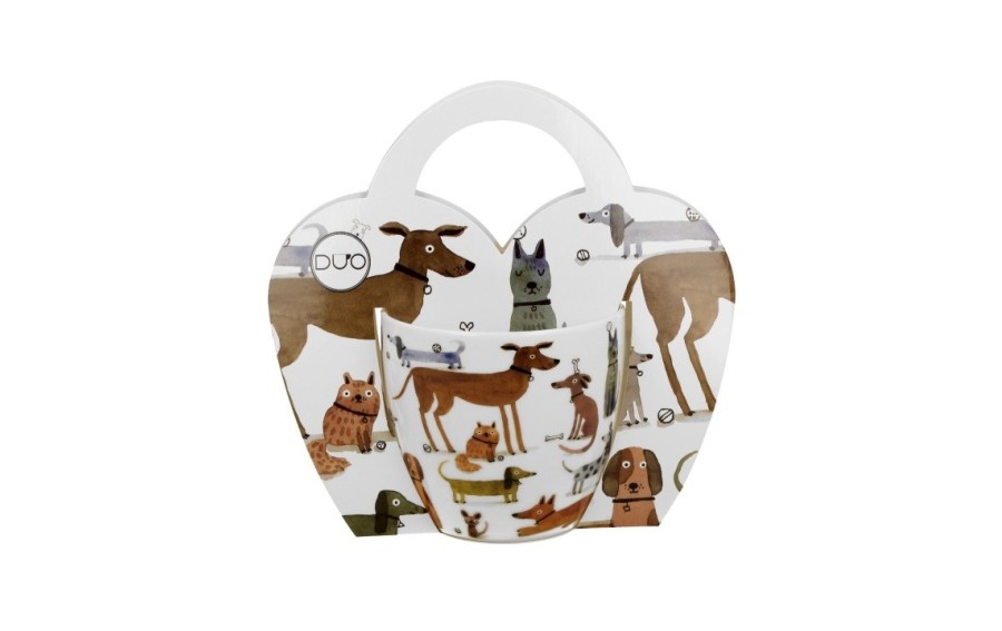 Kubek porcelanowy 460 ml Rózne Psy w koszyczku