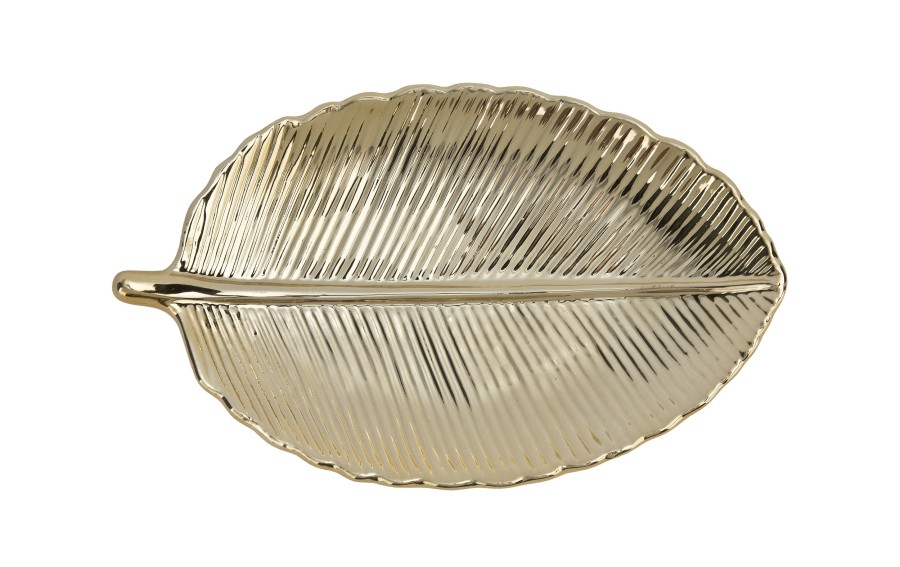 Ceramiczna Taca dekoracyjna 23x14 cm złoty liść