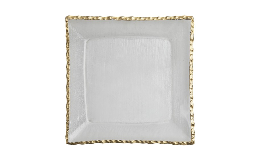 Patera szklana 21x21 cm złota AP144345