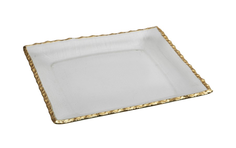 Patera szklana 21x21 cm złota AP144345