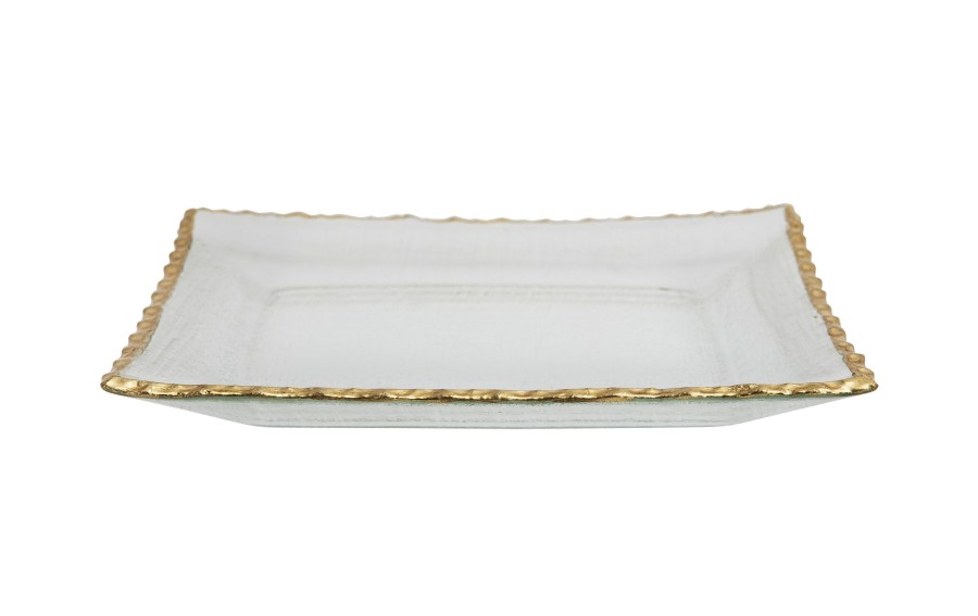 Patera szklana 21x21 cm złota AP144345