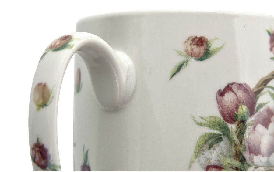 Kubek porcelanowy 360 ml Kwiaty Piwonie w koszyczku