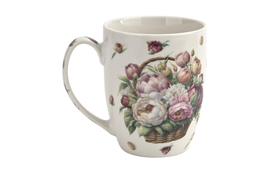 Kubek porcelanowy 360 ml Kwiaty Piwonie w koszyczku