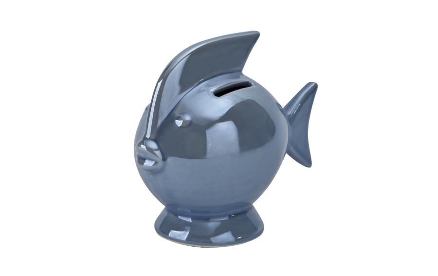 Skarbonka ceramiczna Ryba błękitna mała 14x7,5 cm