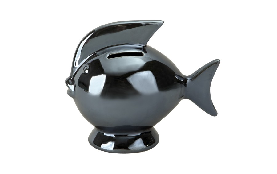 Skarbonka ceramiczna Ryba granatowa mała 14x7,5 cm