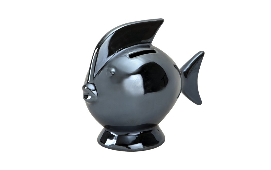Skarbonka ceramiczna Ryba granatowa mała 14x7,5 cm