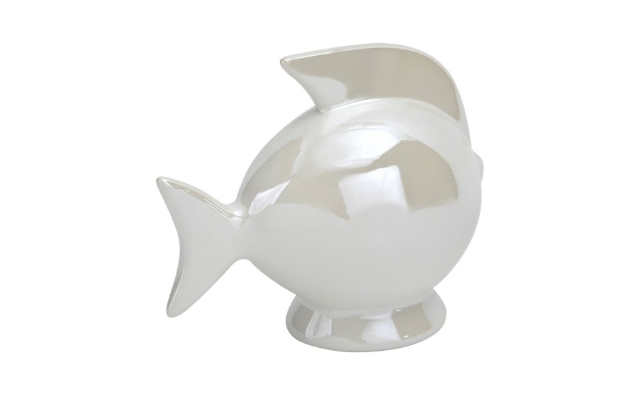Skarbonka ceramiczna Ryba biała mała 14x7,5 cm