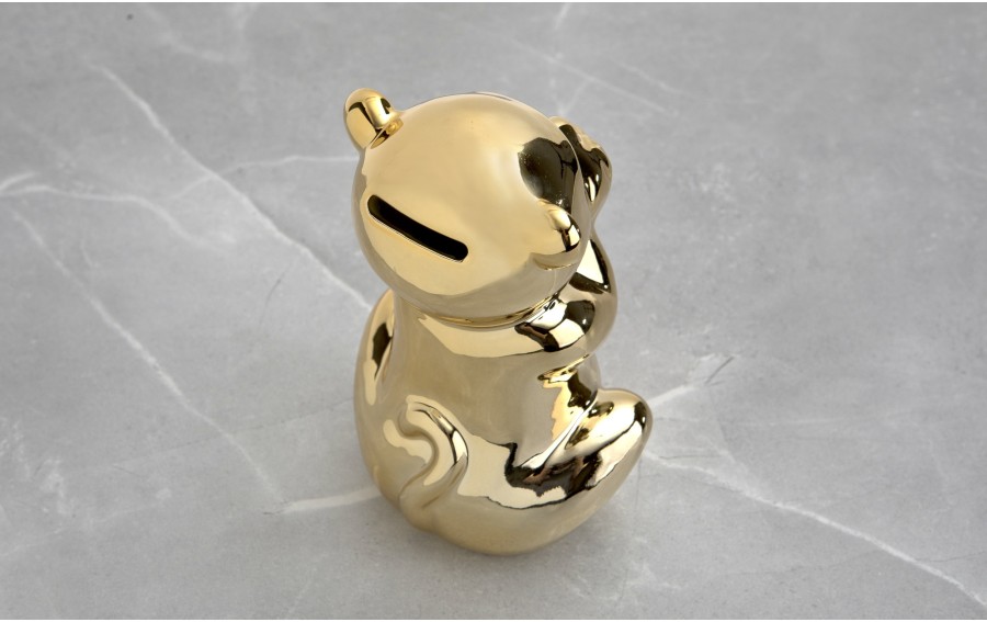 Skarbonka ceramiczna Małpka "Usta" złota