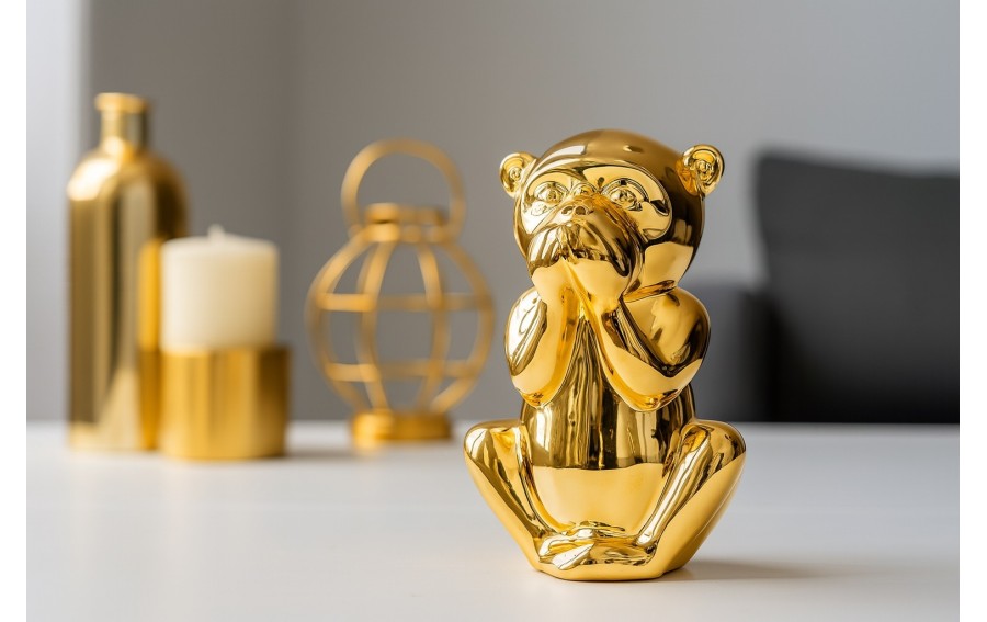 Skarbonka ceramiczna Małpka "Usta" złota