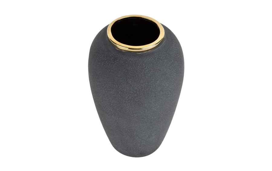 Wazon ceramiczny 30 cm szaro-złoty 179098