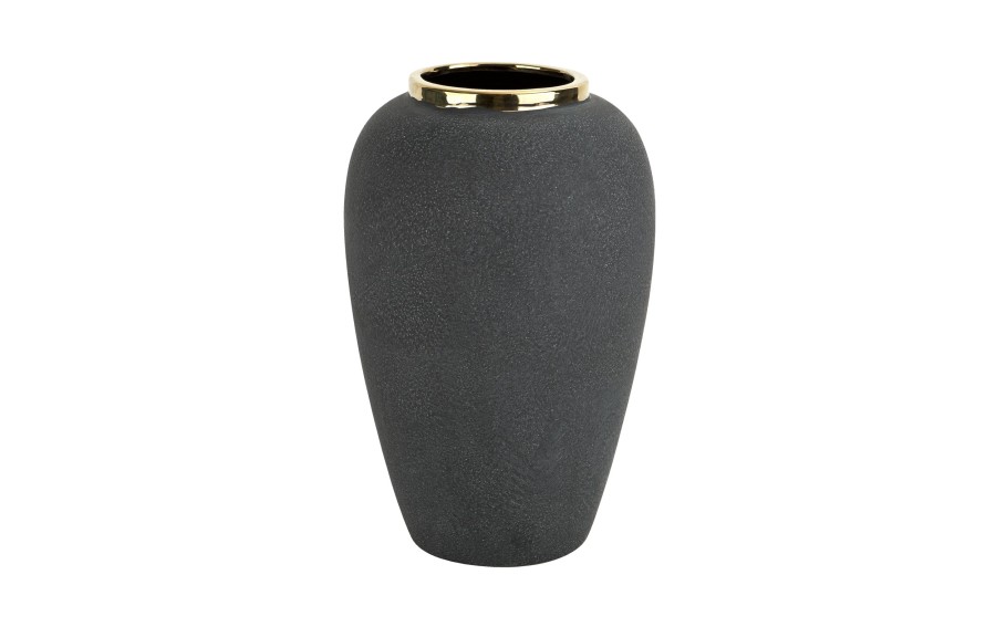 Wazon ceramiczny 30 cm szaro-złoty 179098