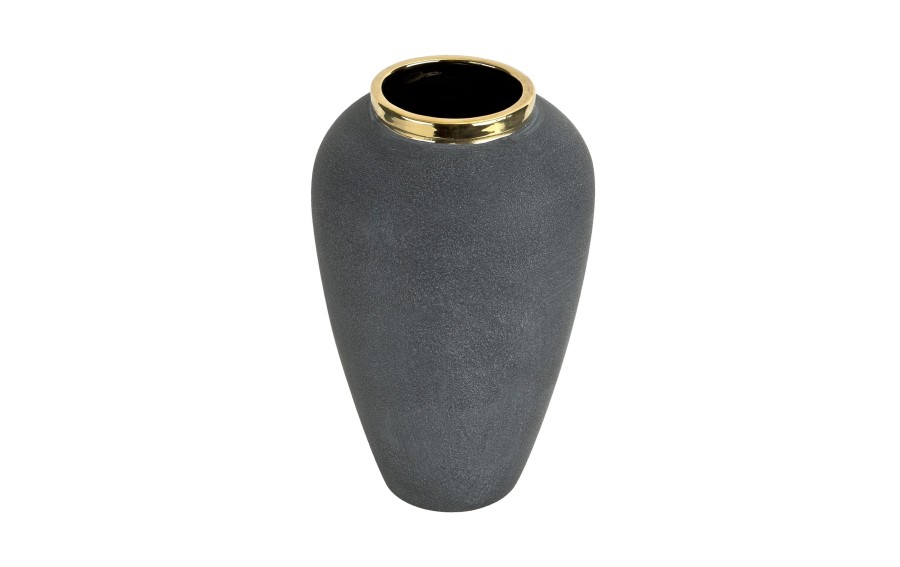 Wazon ceramiczny 38 cm szaro-złoty 179099
