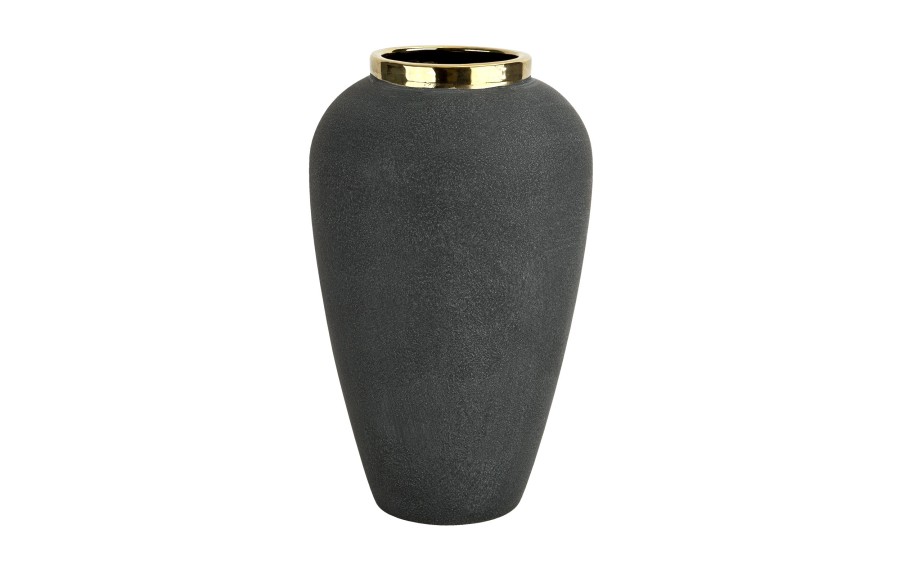 Wazon ceramiczny 38 cm szaro-złoty 179099
