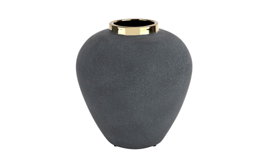 Wazon ceramiczny 27 cm szaro-złoty 179097