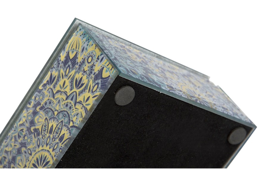 Szkatułka na biżuterię szklana niebieska 15,5x11,5x5,5 cm