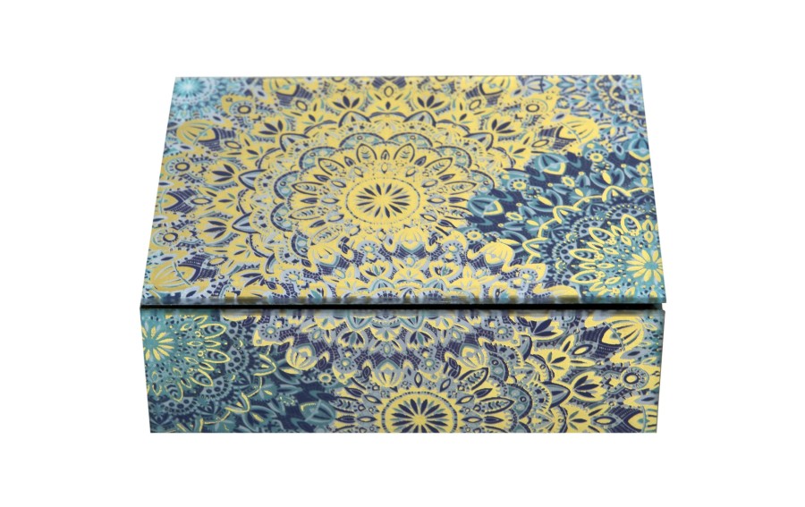 Szkatułka na biżuterię szklana niebieska 15,5x11,5x5,5 cm